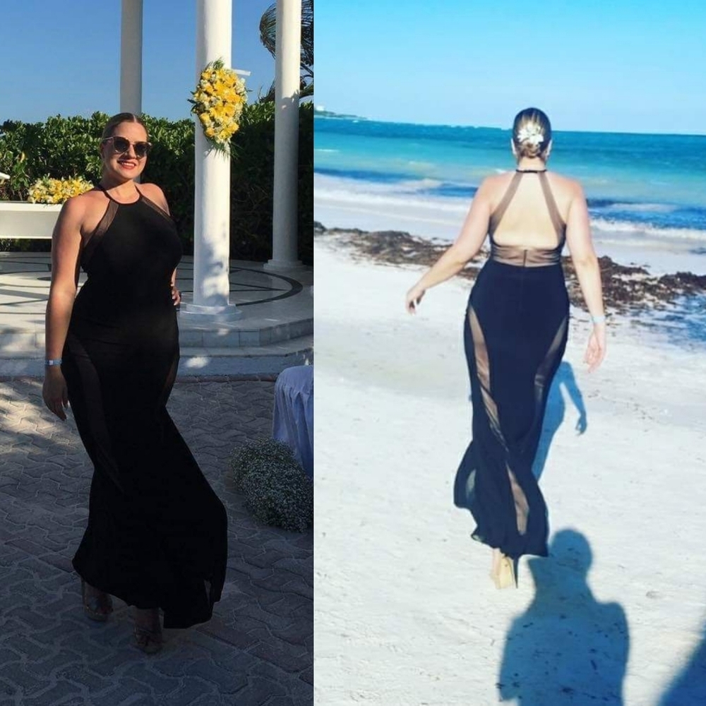 Halter black long dress